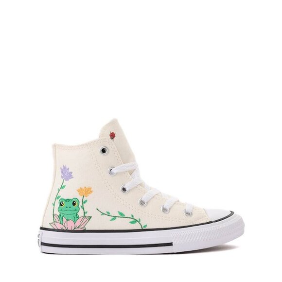 CONVERSE Chuck Taylor Alll Star "Frog Garden" High-Top Sneaker- Egret- Sz:3YOUTH - Picture 6 of 13
